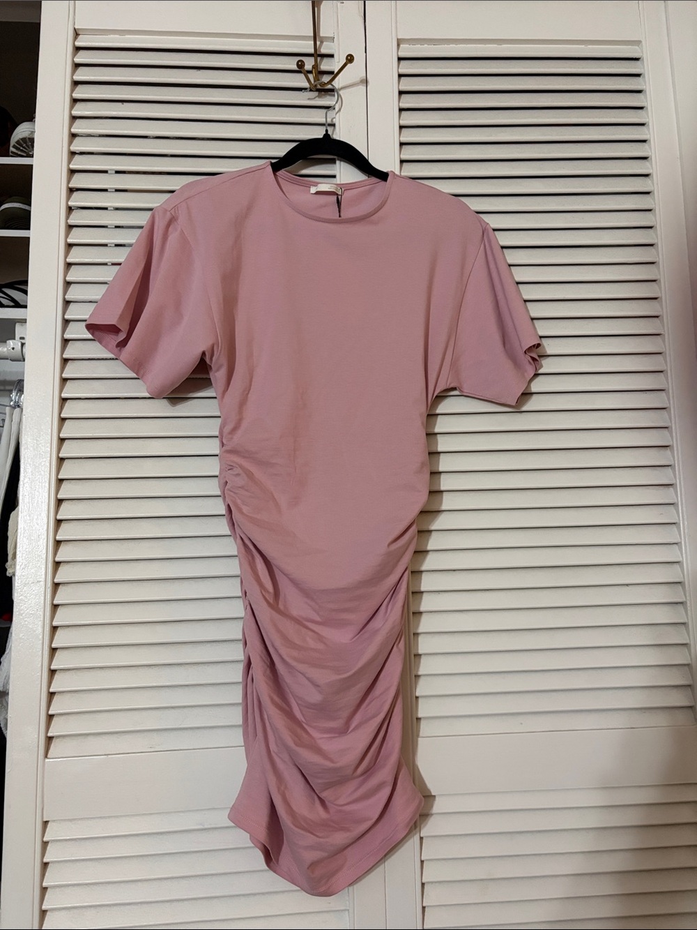 Zara Dusty Pink Ruched Midi Dress